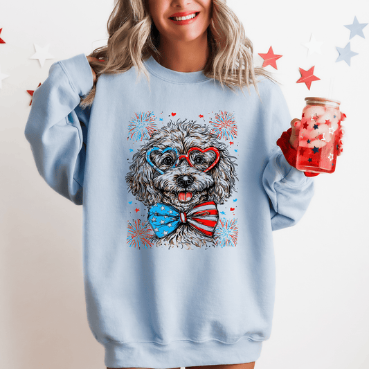Poodle Patriotic Dog USA Independence Day Celebration 4th of July Pet Lover Sweatshirt