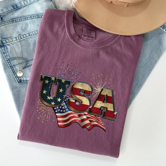 Retro USA Patriotic 4th of July Vintage Flag Edition Exclusive Graphic Comfort Colors Tee