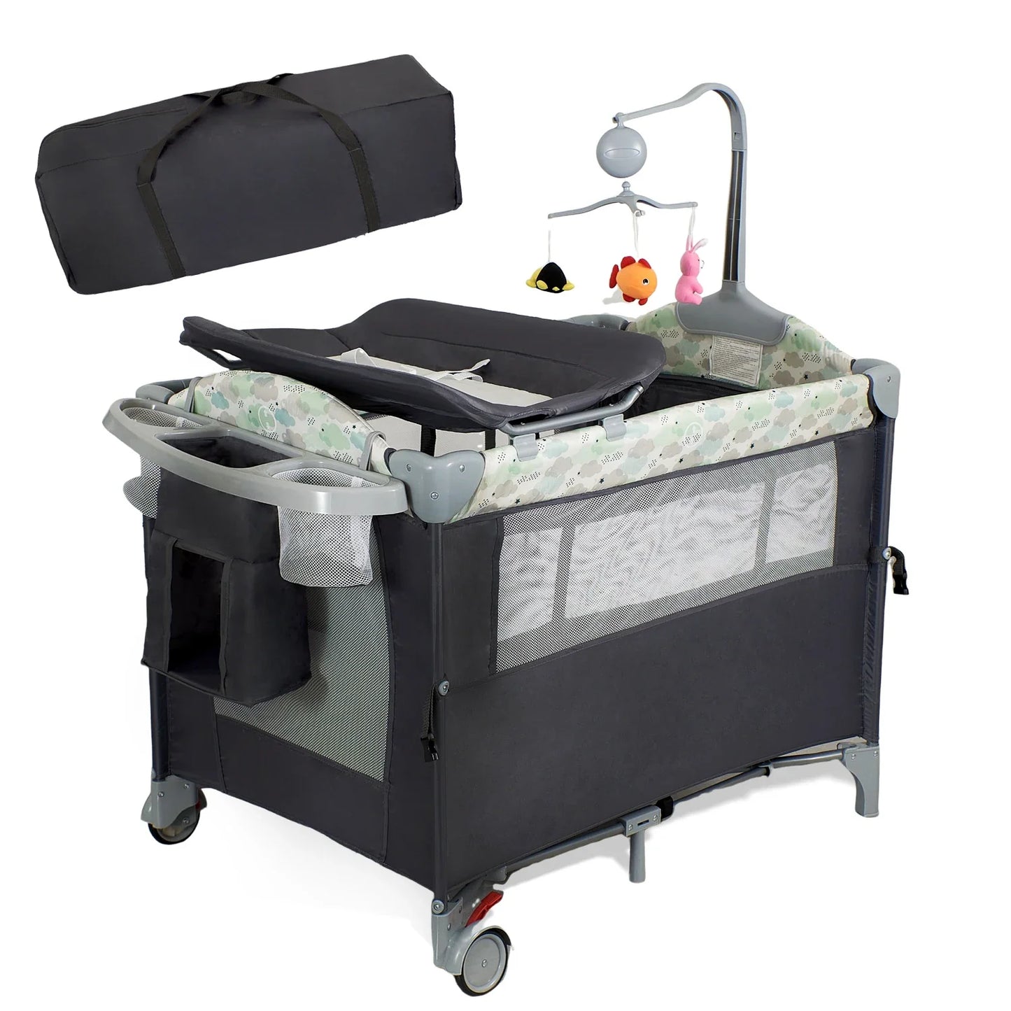Pack And Playard With Bassinet Changing Table Lockable Wheels MusicBox