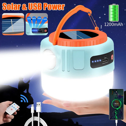 Powerful Solar LED Camping Lantern Waterproof Portable USB Rechargeable