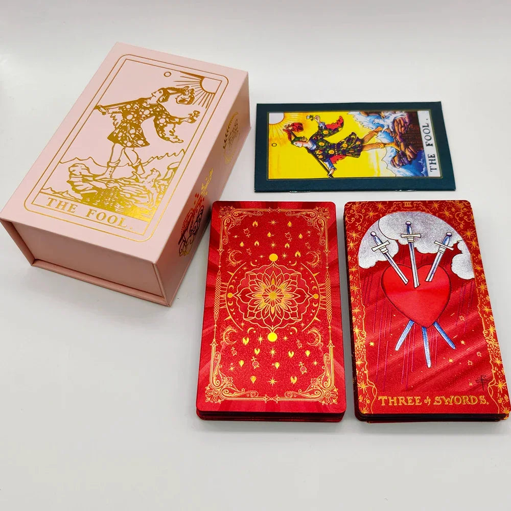 New Rider Waite Deck Gold Foil Tarot Cards Mysterious Board Game Terrific Divination Oracle With Exquisite Gift Box