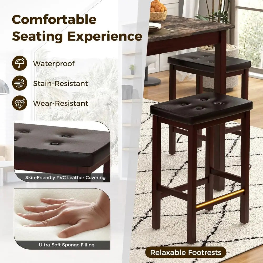 4 Piece Dining Set With Counter Height Table And Stools