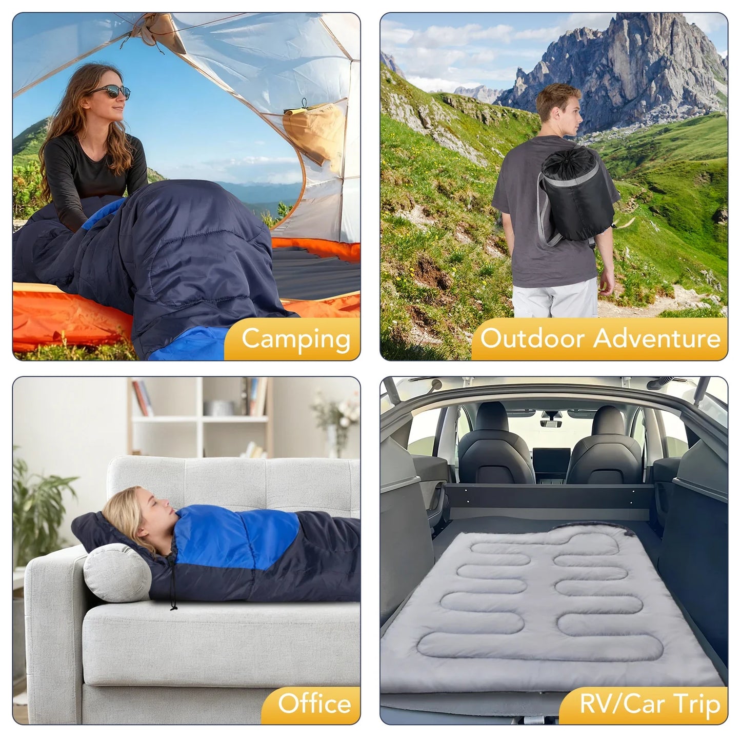 All Season Cotton Sleeping Bag With Compression Sack For Outdoor Camping