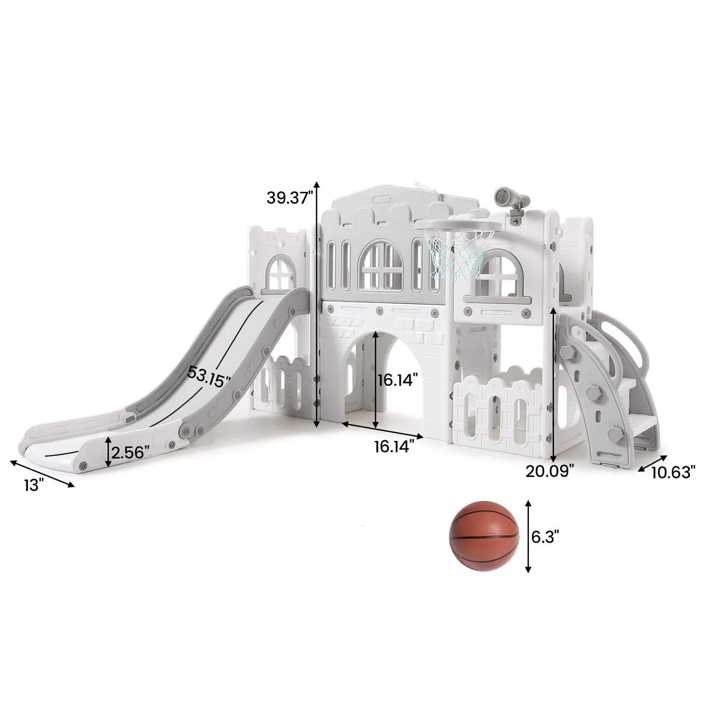 Toddler Indoor Slide Playset 8 In 1 With Basketball Hoop