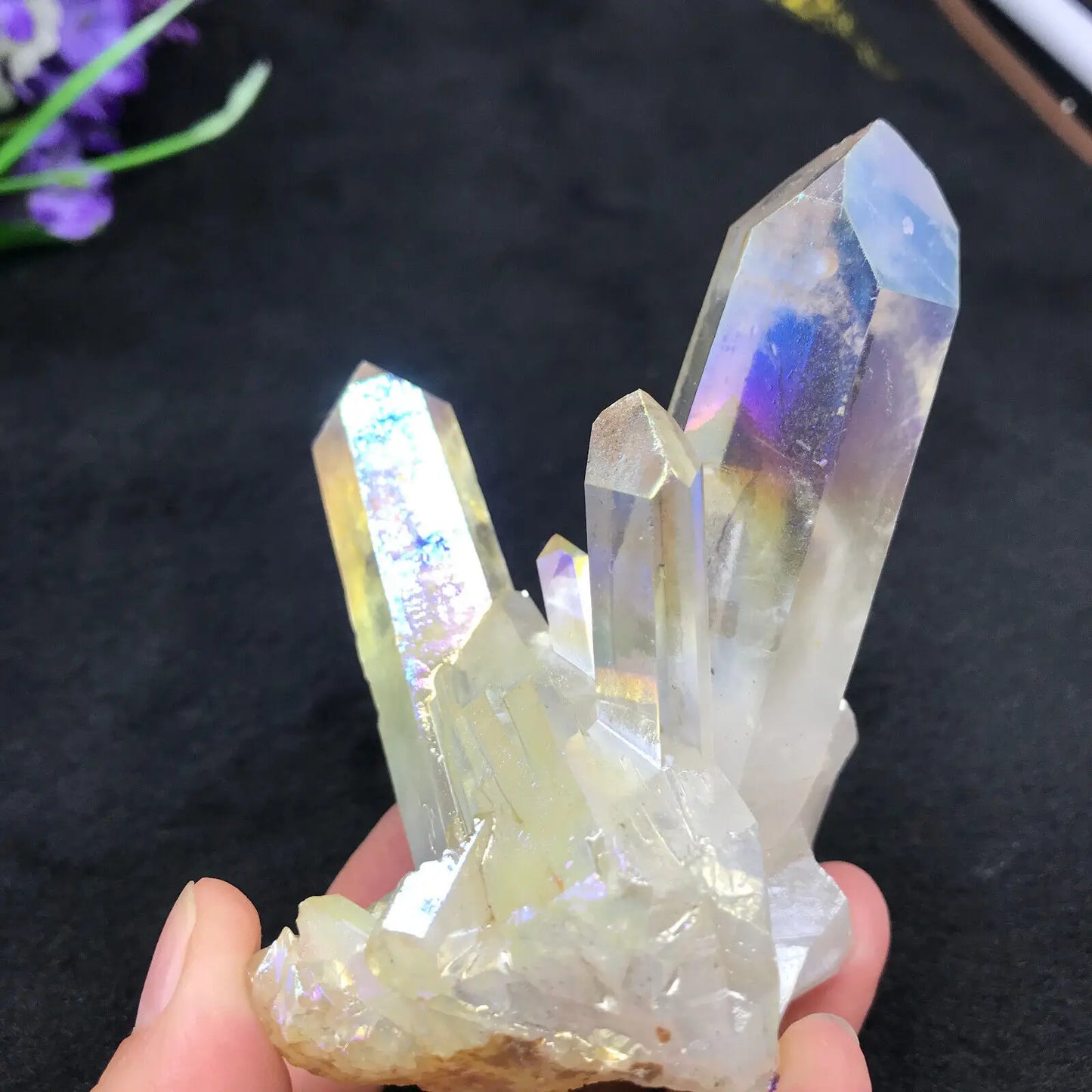Rainbow Angel Aura Quartz Crystal Cluster