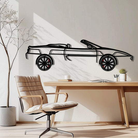 Ferrari F355 Spider Metal Car Wall Art with Rotating Wheels - Classic Italian Convertible Silhouette - Interactive Automotive Decor - KAFMEKA131
