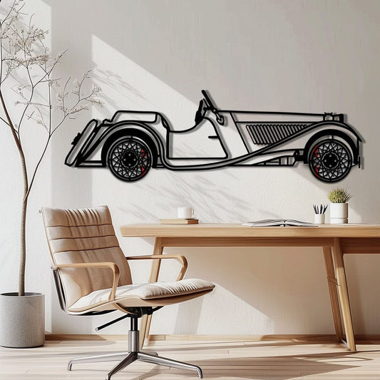 Vintage Classic Roadster Metal Car Wall Art with Rotating Wheels - Antique Car Silhouette Decor - Interactive Retro Automotive Art - KAFMEKA118