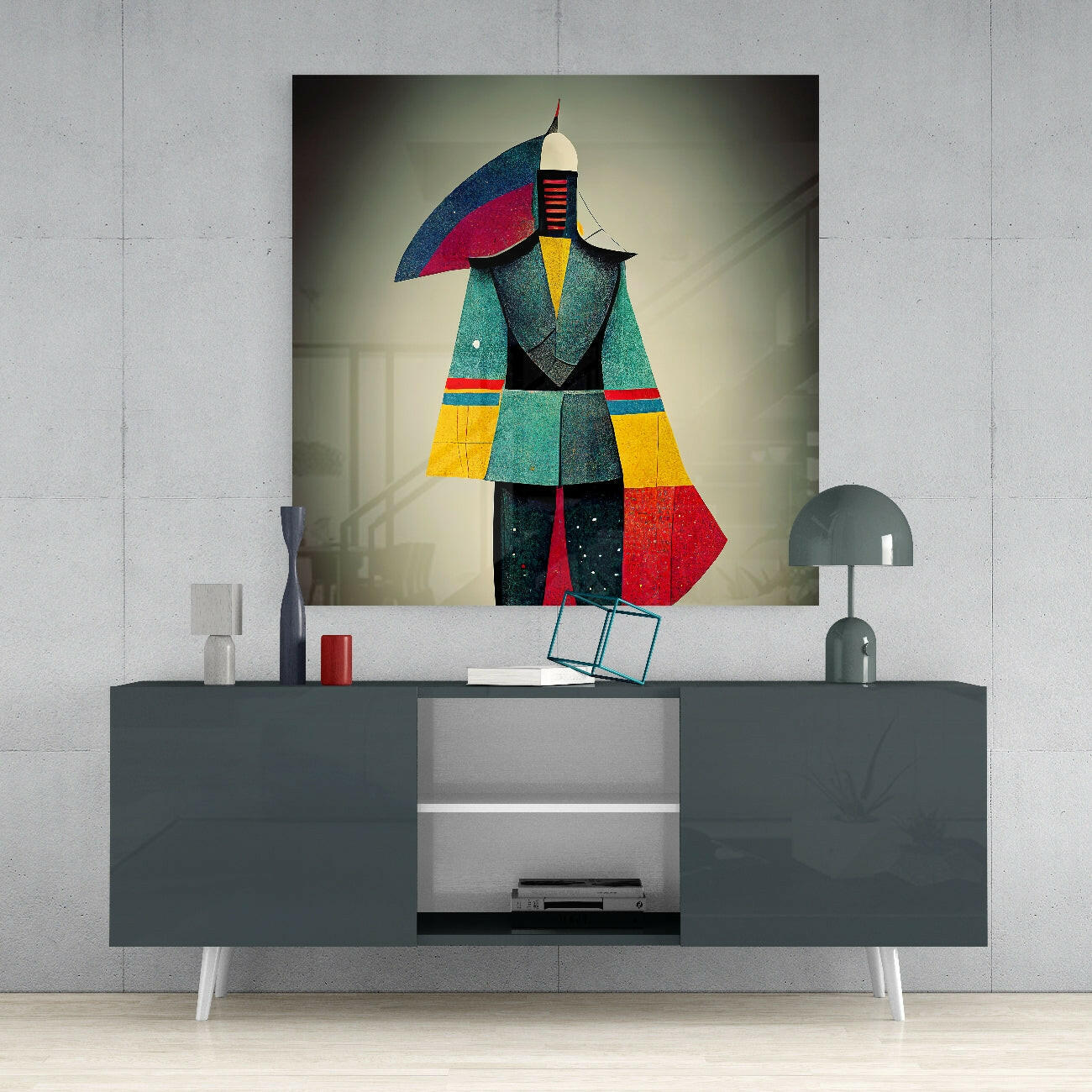 Colored Man Glass Wall Art || Designers Collection