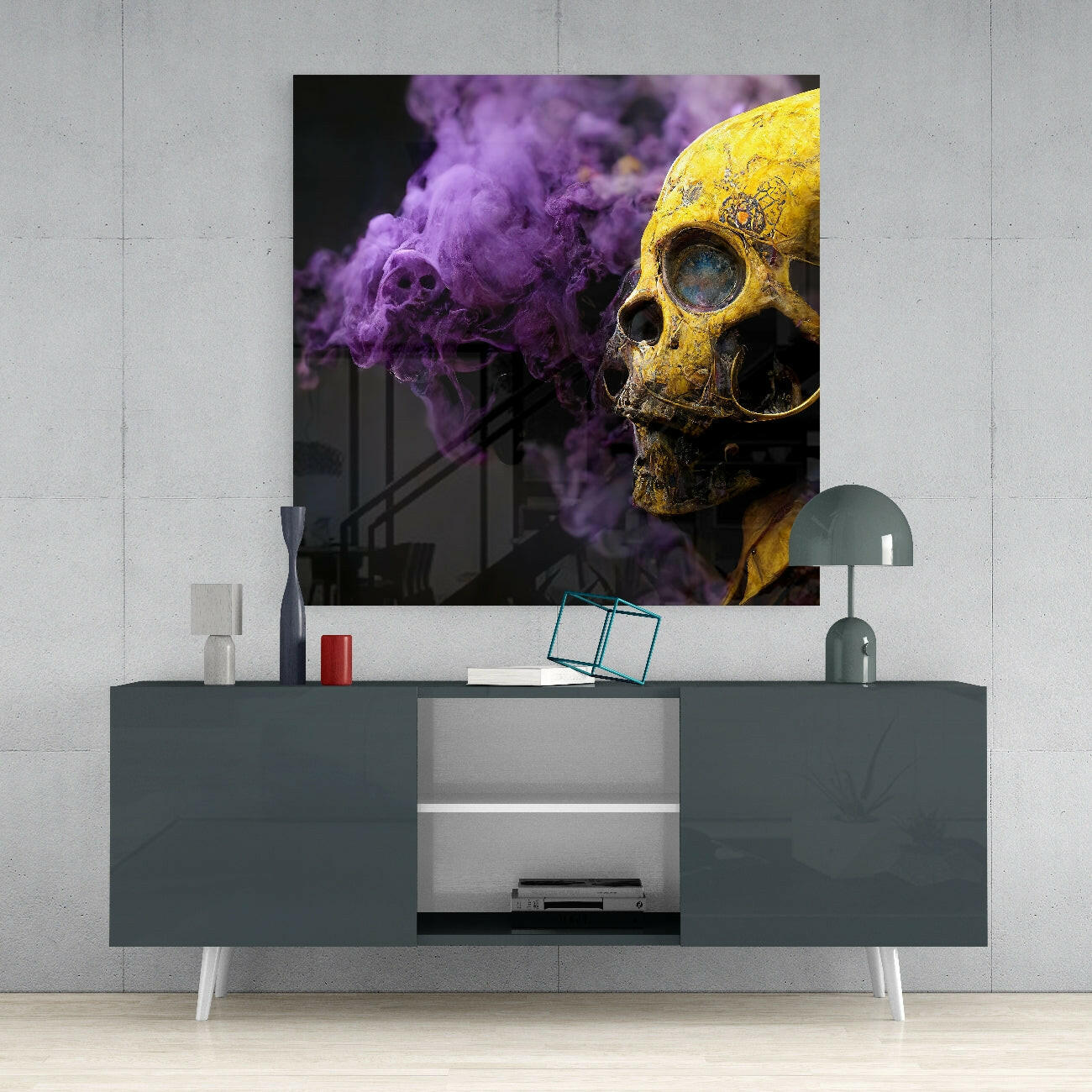 Smoky Skull Glass Wall Art || Designer Collection