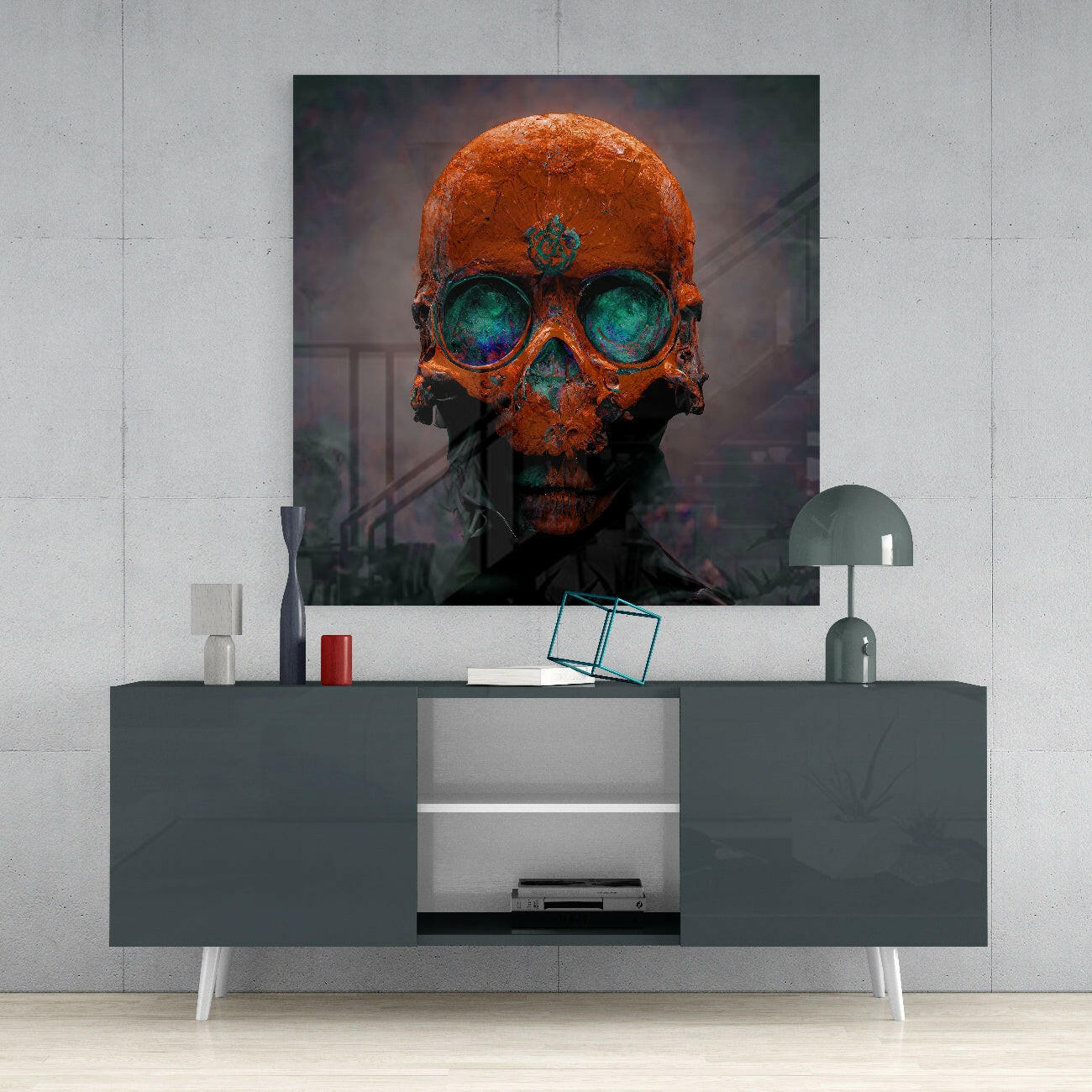 Orange Head Glass Wall Art || Designer Collection