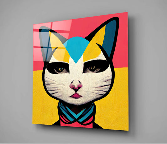 Ms. Cat Glass Wall Art || Designer Collection