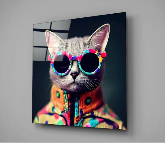The Coolest Cat Glass Wall Art || Designer Collection