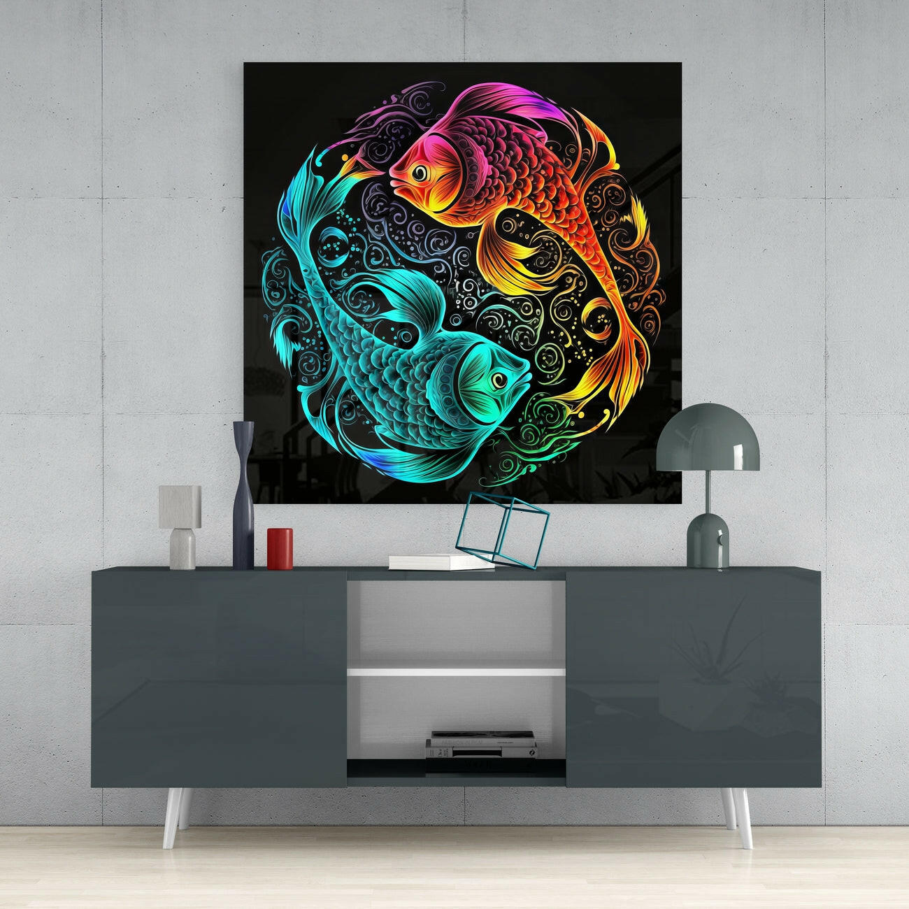 Ying and Yang Glass Wall Art || Designer Collection