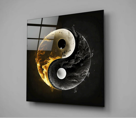 Ying and Yang Glass Wall Art || Designer Collection