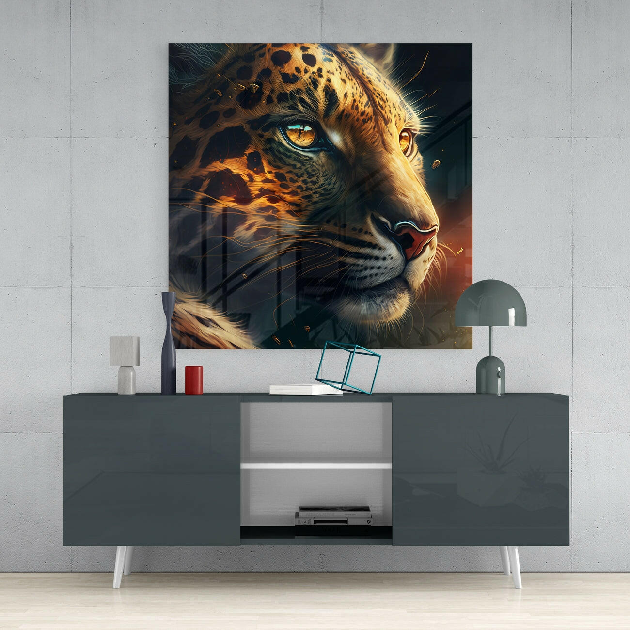 Leopard Glass Wall Art || Designer Collection