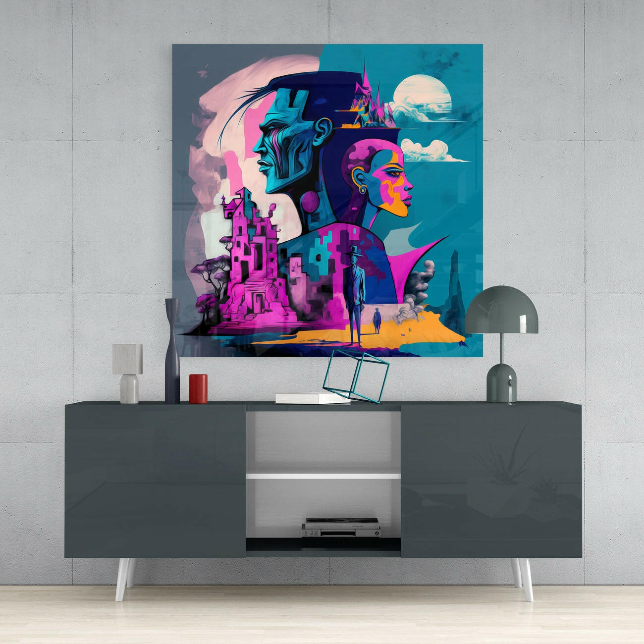 Picasso's Mind Glass Wall Art || Designer Collection