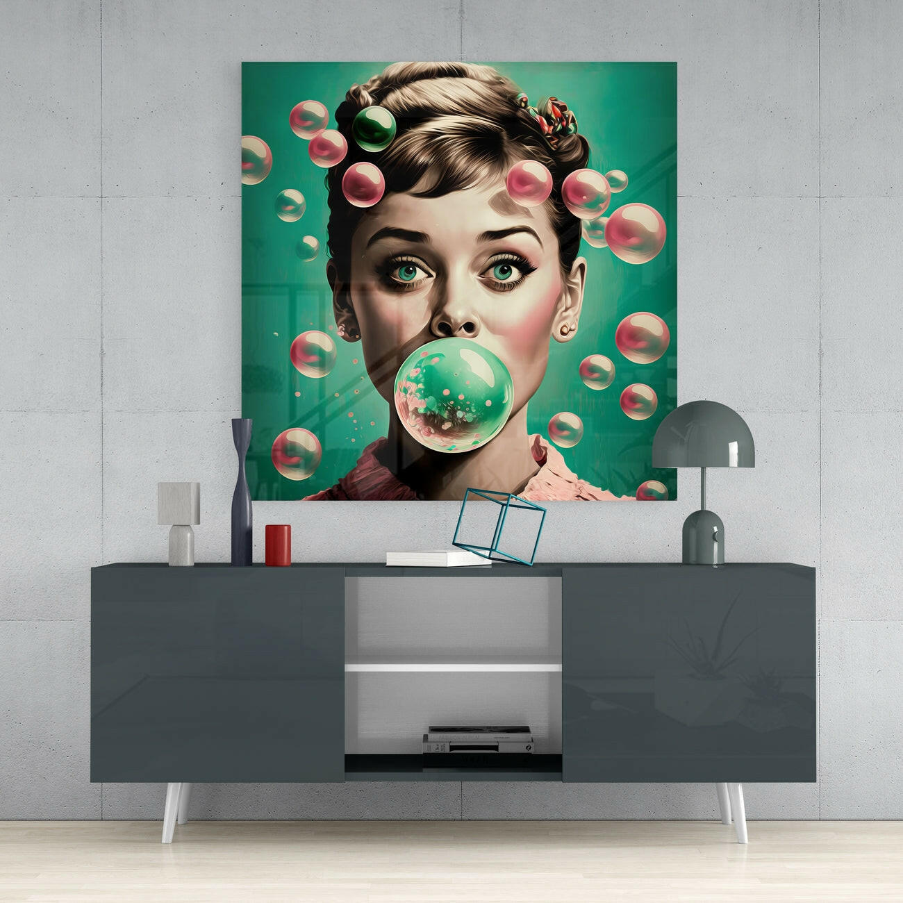 Audrey Hepburn Glass Wall Art || Designers Collection