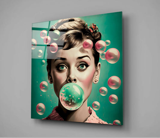 Audrey Hepburn Glass Wall Art || Designers Collection