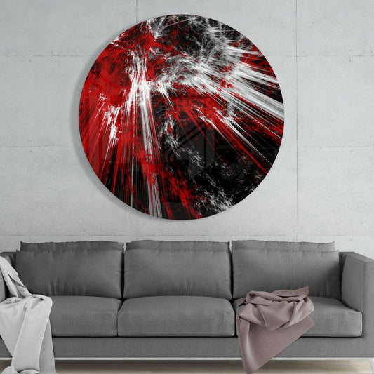 Red Explosion Glass Wall Art