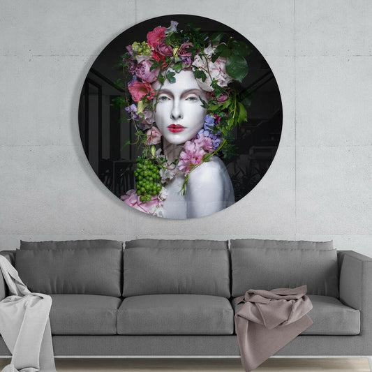Floral Woman Glass Wall Art