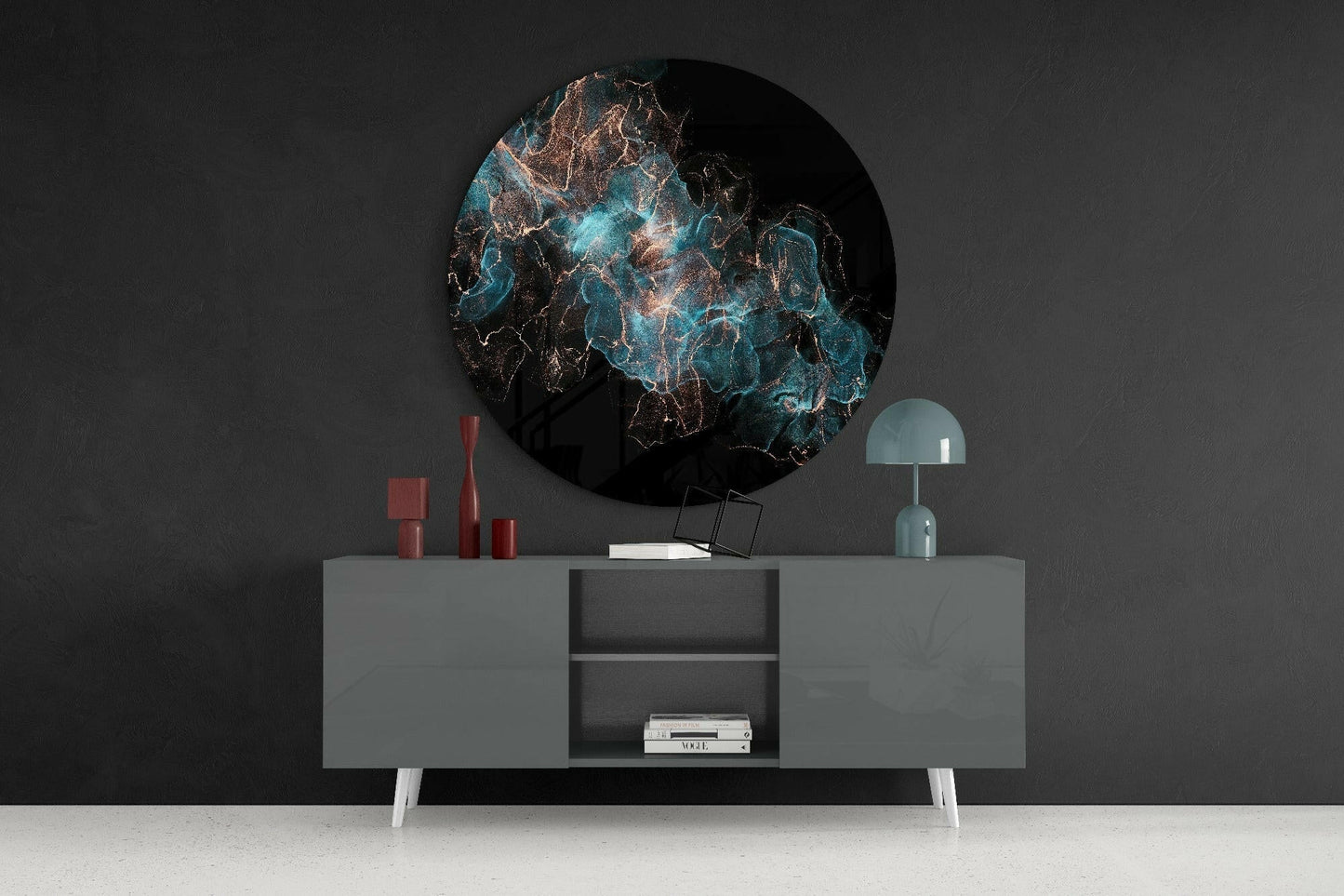 Blue Explosion Glass Wall Art