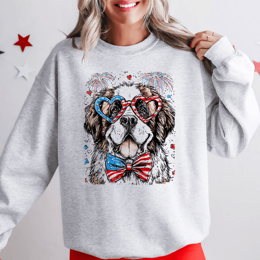 Saint Bernard Patriotic Dog USA Flag 4th Of July Celebration For Pet Lovers Sweatshirt