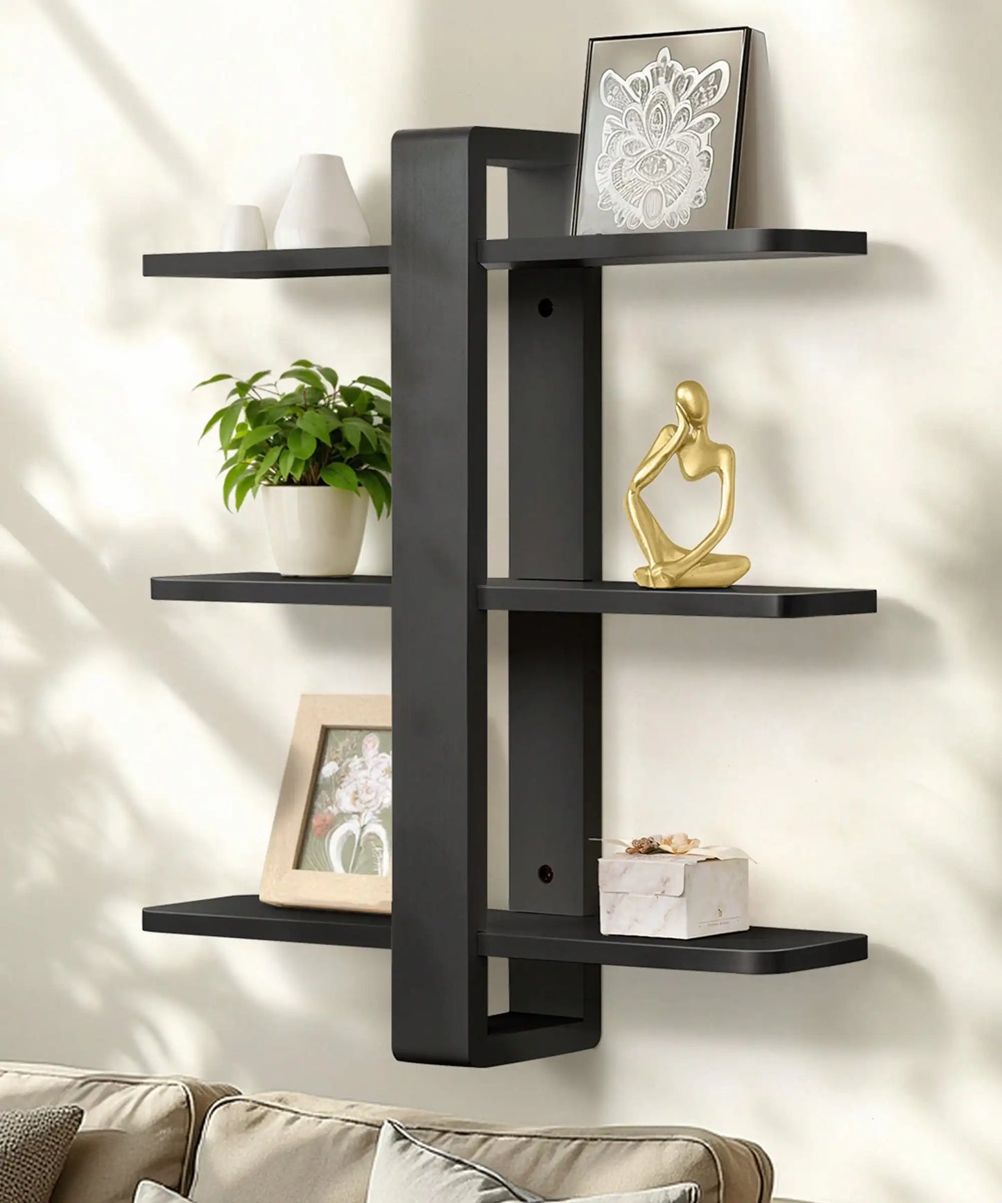 Einzigar Modern Pine Wood Wall Mounted Floating Shelves