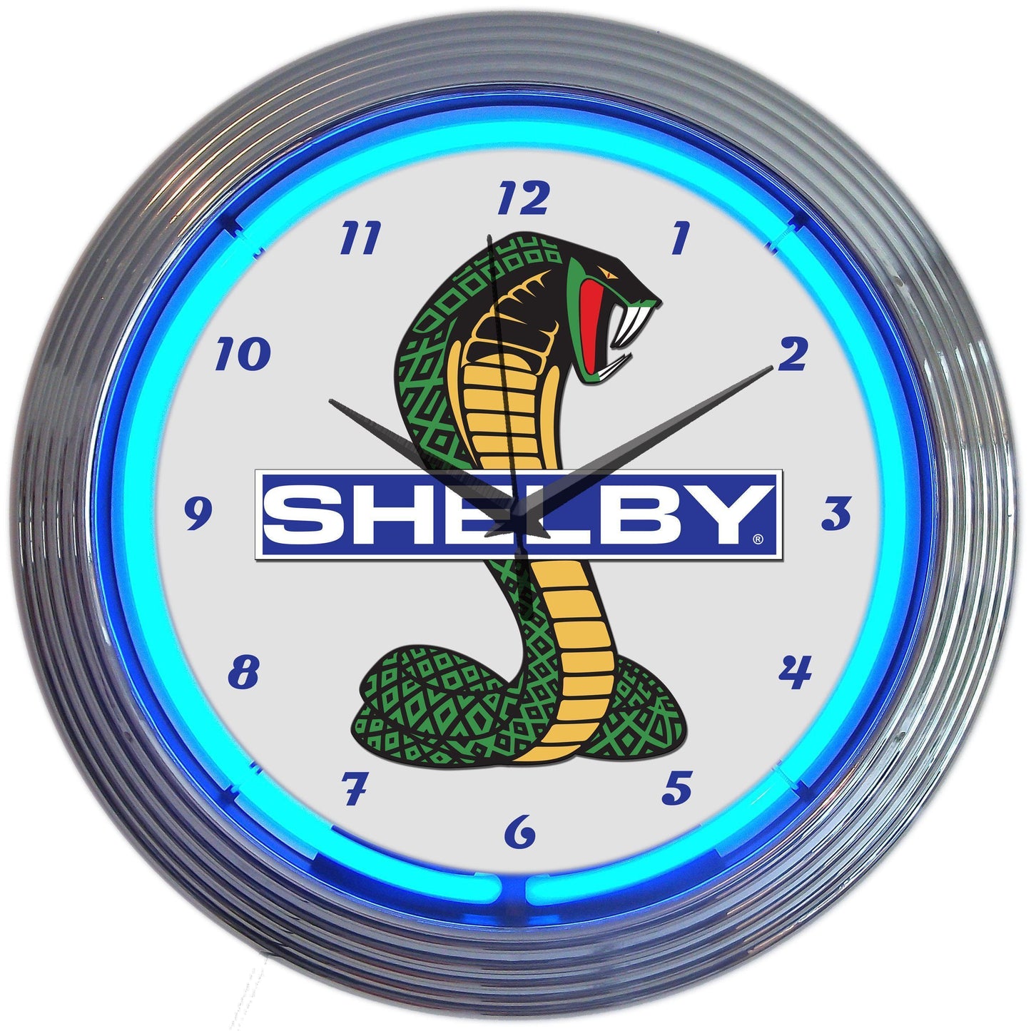 Shelby Cobra Coiled Snake Logo Neon Clock