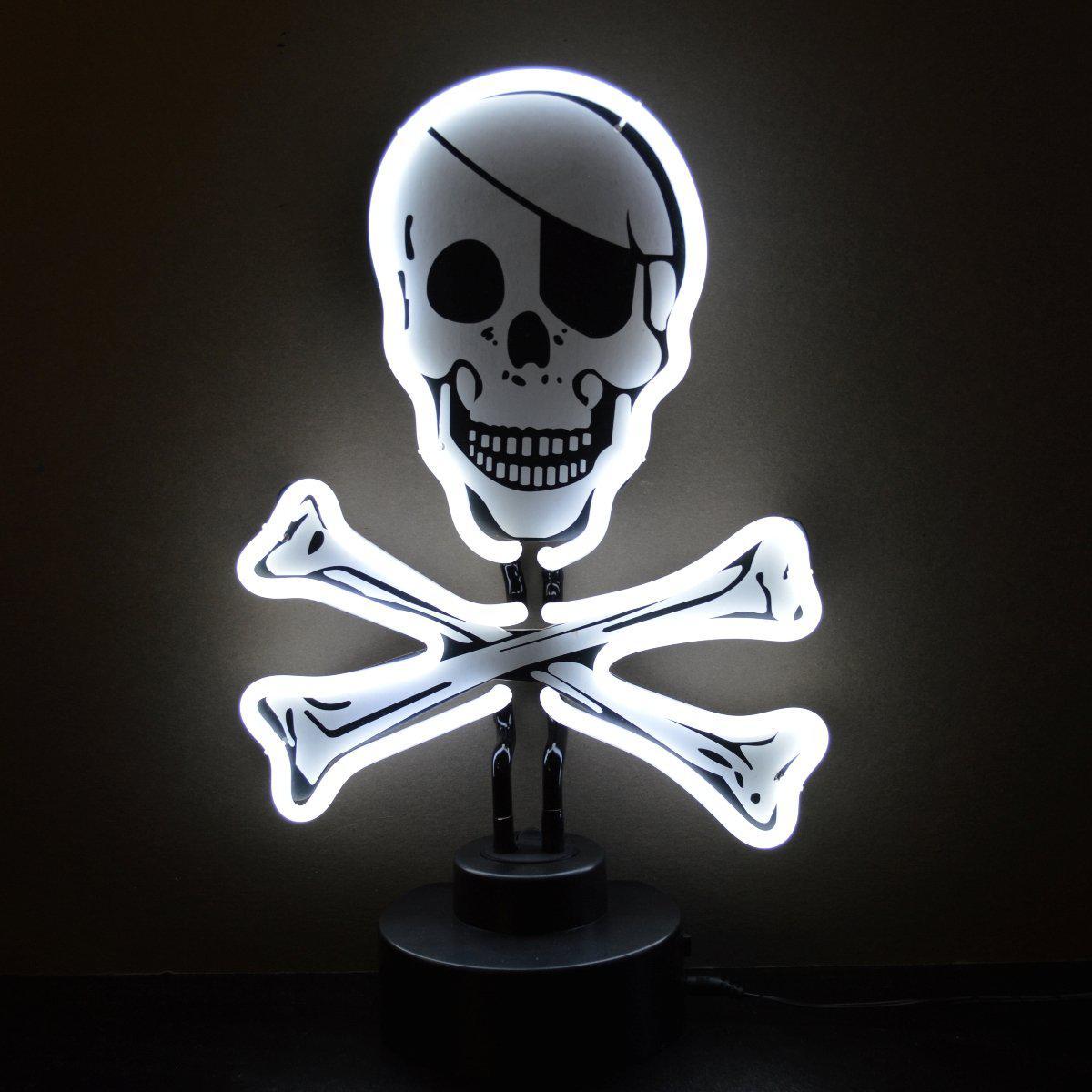 Skull and Crossbones Neon Sculpture