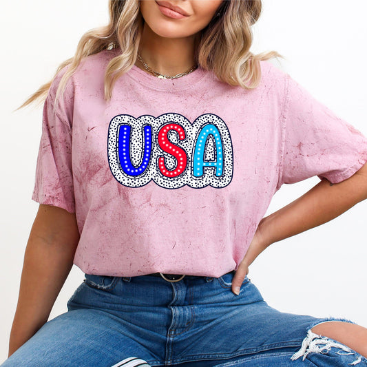 USA Dalmatian Print Patriotic Color Blast Limited Edition Premium Comfort Colors Tee