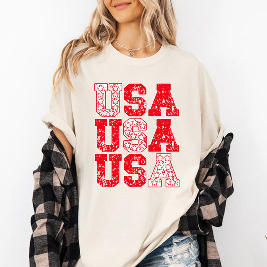 USA Retro Patriotic America Stars Vintage 4th Of July Americana Design Comfort Colors Tee