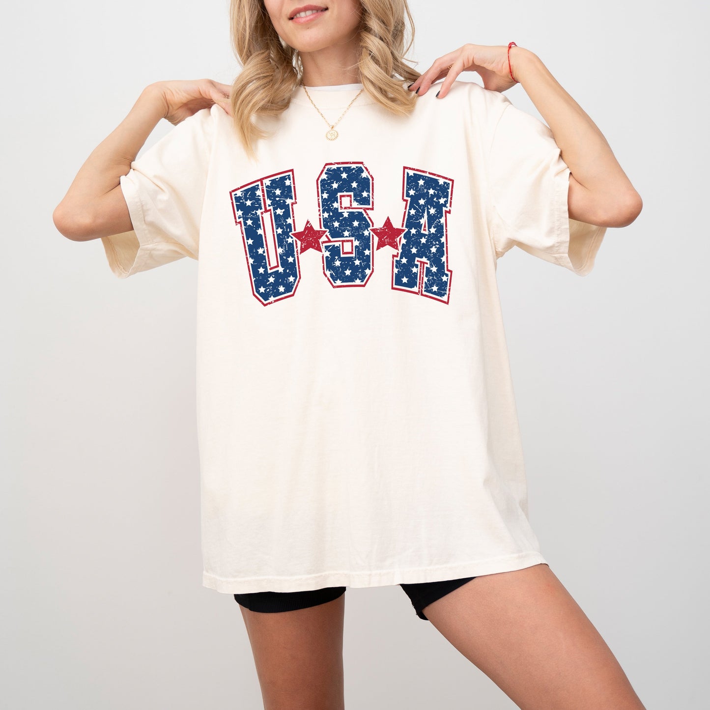 USA Stars Stripes Patriot Retro Varsity Style American Pride Edition Comfort Colors Tee