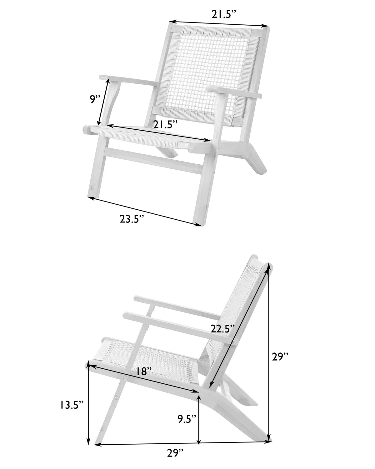 Vega Acacia Outdoor Chair in Gray Cording