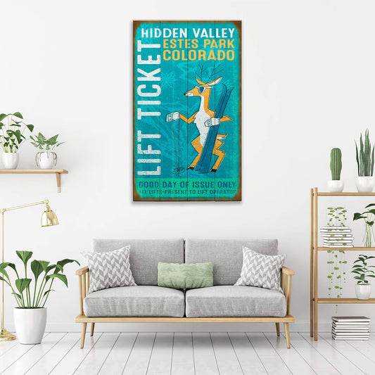 Hidden Valley Lift Ticket - Wood & Metal Wall Art