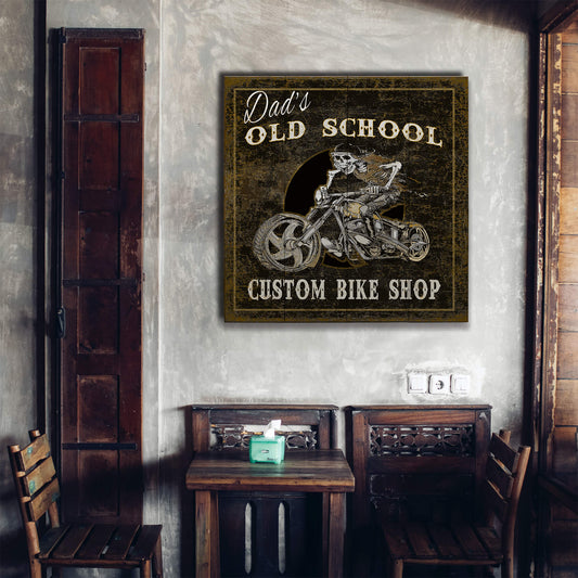 Old School Custom Bike Shop - Wood & Metal Wall Art