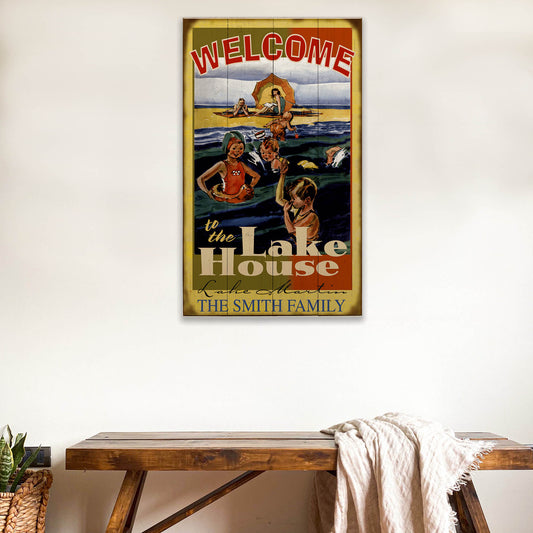 Family Lake House - Wood & Metal Wall Art