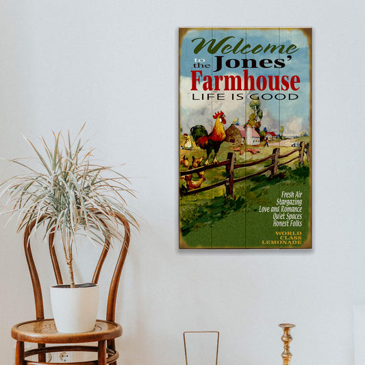 Welcome to our Farmhouse: Personalized - Wood & Metal Wall Art
