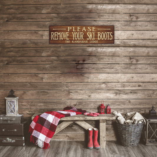 Please Remove Boots: Personalized - Wood & Metal Wall Art