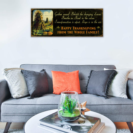 Gather 'Round, Happy Thanksgiving - Wood & Metal Wall Art