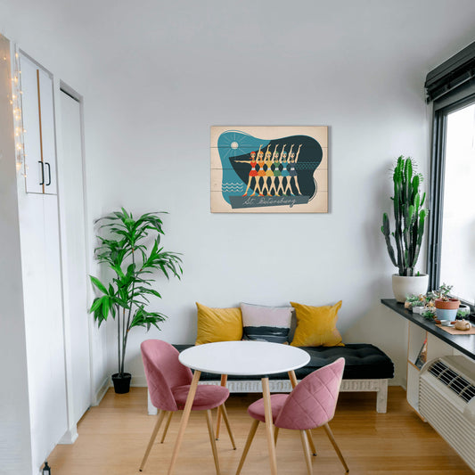 Synchronized Rainbow Swimmers - Wood & Metal Wall Art