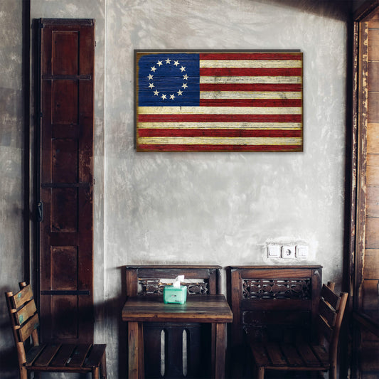 USA Flag: Betsy Ross Edition - Wood & Metal Wall Art