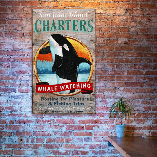 Whale Watching Charters - Wood & Metal Wall Art