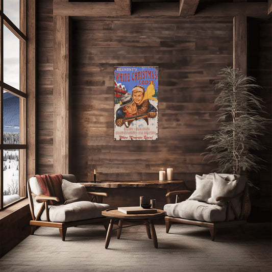 White Christmas Lodge - Wood & Metal Wall Art