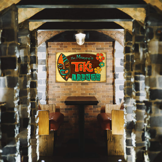 Tropical Tiki Lounge: Personalized - Wood & Metal Wall Art