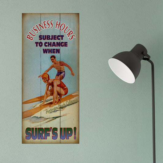 Surf's Up Business Hours - Wood & Metal Wall Art