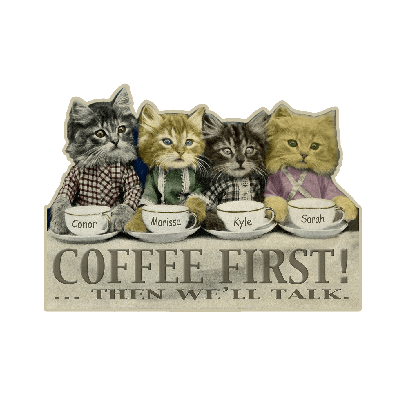 Coffee First Kittens - Wood Wall Decor