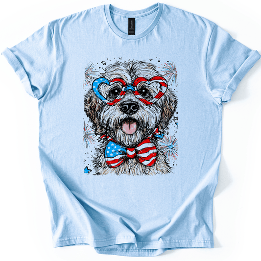Wheaten Terrier Patriotic Dog USA Pride 4th Of July Pet Lover Celebration Graphic Tee