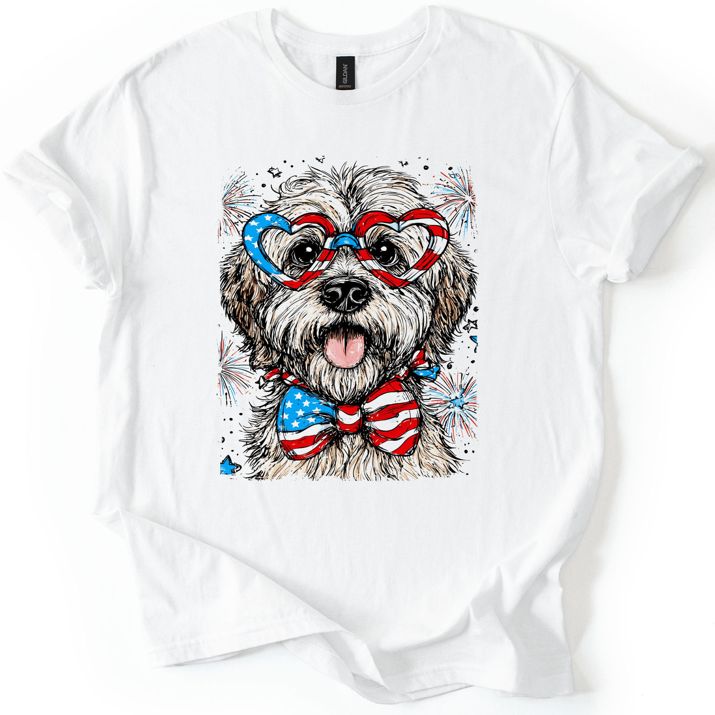 Wheaten Terrier Patriotic Dog USA Pride 4th Of July Pet Lover Celebration Graphic Tee