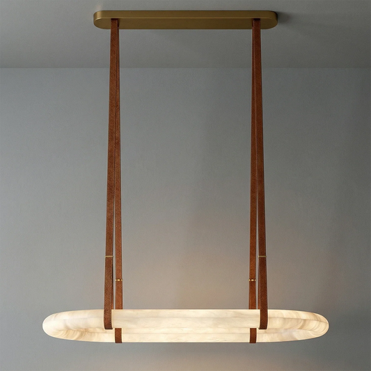 Alabaster Round Leather Chandelier