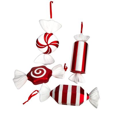 12" Jumbo Assorted Candy Holiday Christmas Deluxe Shatterproof Ornament Set of 4